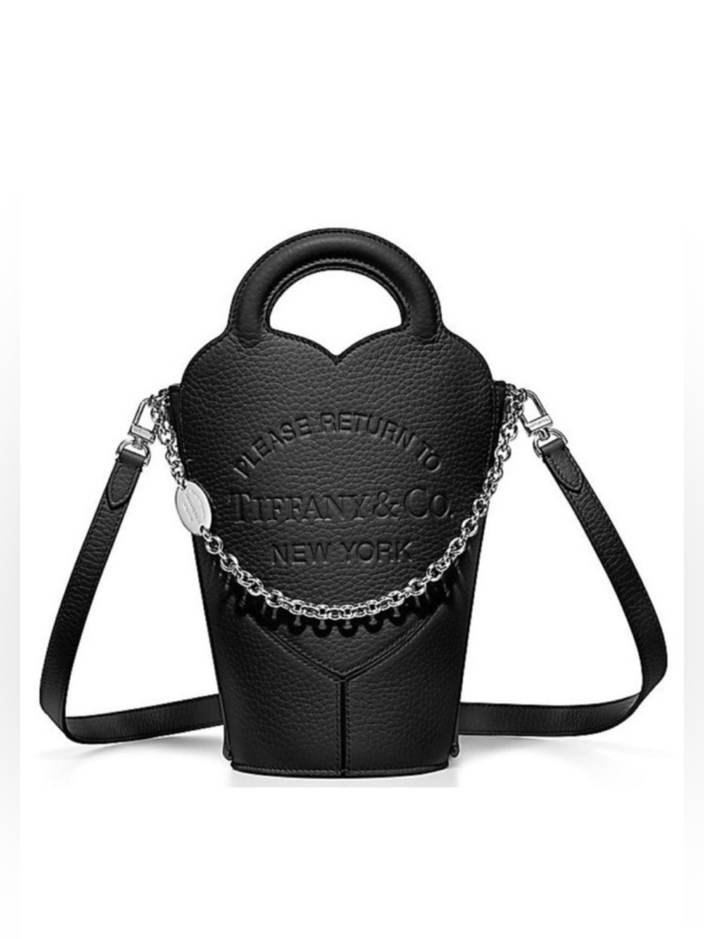 New authentic Tiffany & Co. Return to Tiffany Black Leather Heart Crossbody Bag